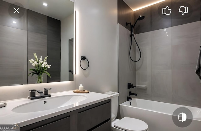 145 Silver Mine Trl, Austell, GA 30168 - full bathroom featuring vanity, toilet, and  shower combination