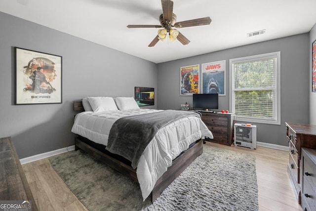 143 Monarch Way, Hiram, GA 30141 - bedroom with wood finished floors, baseboards, and ceiling fan