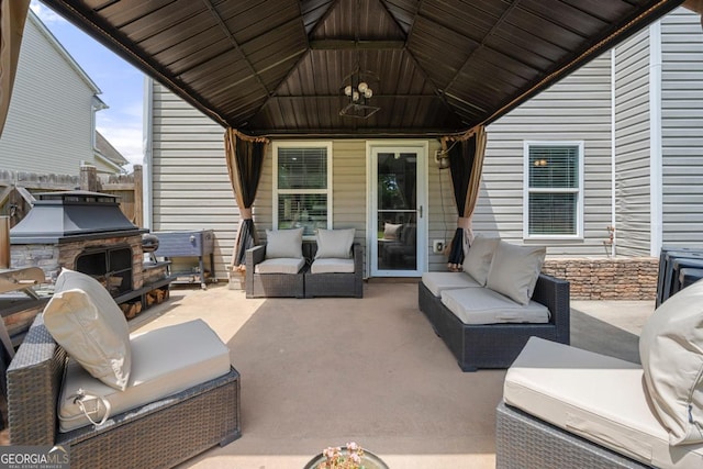 143 Monarch Way, Hiram, GA 30141 - view of patio / terrace featuring an outdoor hangout area and a gazebo