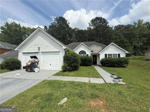 160 Goldleaf Dr, Hampton, GA 30228 - ranch-style home featuring concrete driveway, a front lawn, and a garage