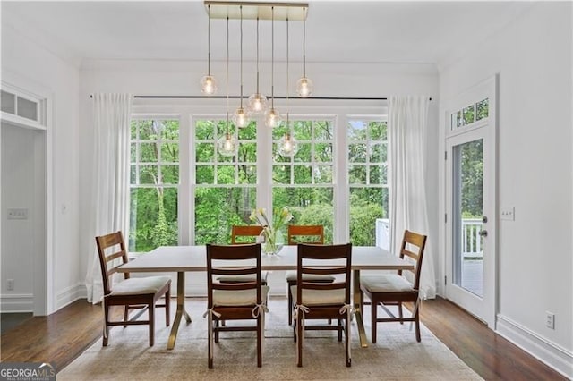 4356 N Buckhead Dr NE, Atlanta, GA 30342 - dining area featuring wood finished floors, plenty of natural light, and ornamental molding