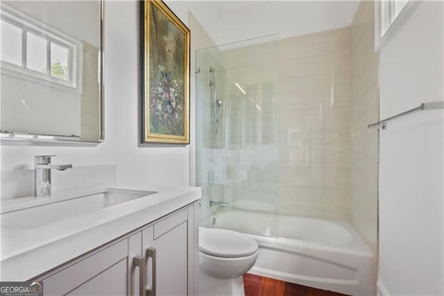 4356 N Buckhead Dr NE, Atlanta, GA 30342 - bathroom featuring vanity, tub / shower combination, and wood finished floors