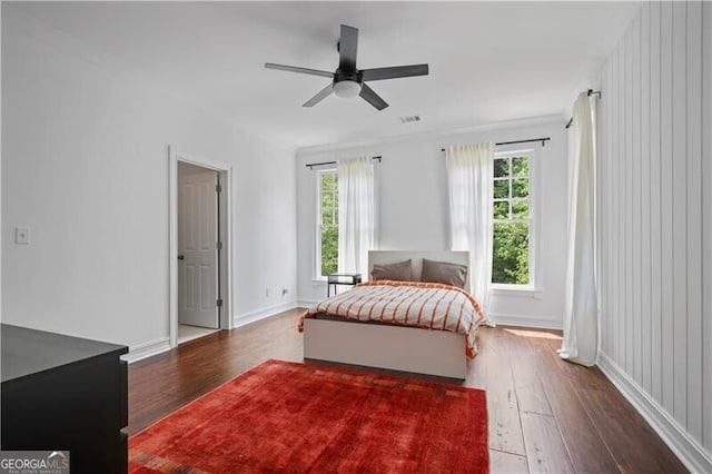 4356 N Buckhead Dr NE, Atlanta, GA 30342 - bedroom with multiple windows, wood-type flooring, and ceiling fan
