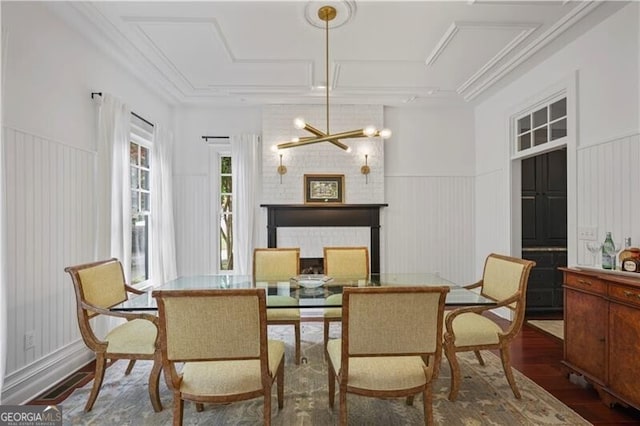 4356 N Buckhead Dr NE, Atlanta, GA 30342 - dining area with wood finished floors, a decorative wall, and a wainscoted wall