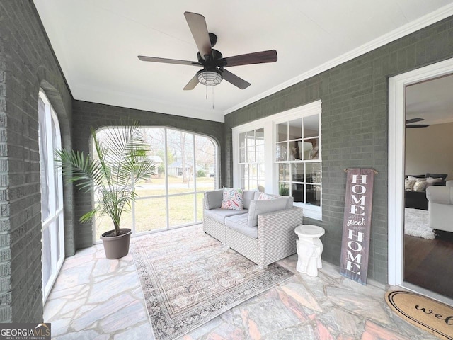 125 Oak Ave, Carrollton, GA 30117 - sunroom with ceiling fan and crown molding