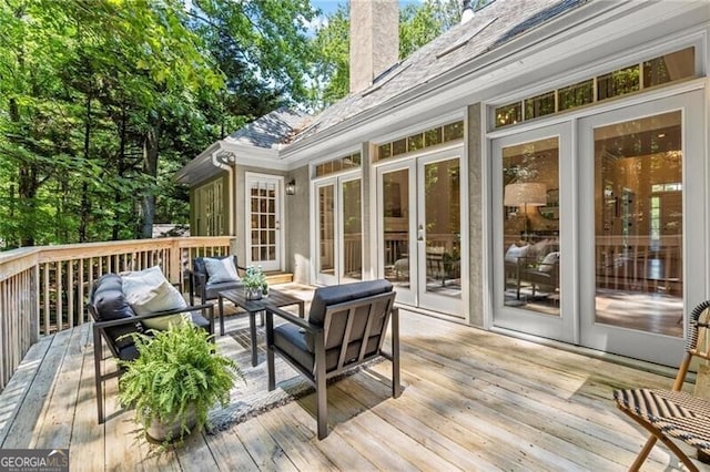 3600 Goldenrod Dr, Alpharetta, GA 30005 - wooden deck with french doors and outdoor lounge area