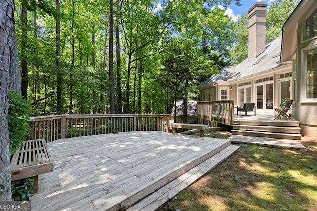 3600 Goldenrod Dr, Alpharetta, GA 30005 - wooden terrace with french doors