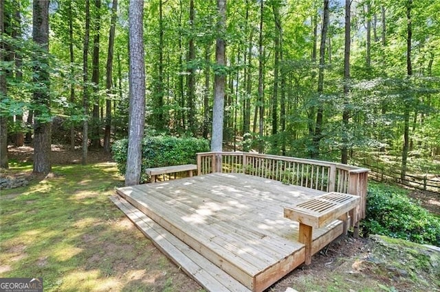 3600 Goldenrod Dr, Alpharetta, GA 30005 - wooden terrace featuring a wooded view