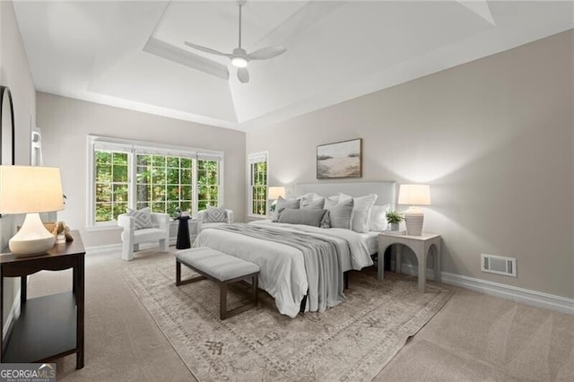 3600 Goldenrod Dr, Alpharetta, GA 30005 - bedroom featuring carpet, a tray ceiling, and multiple windows