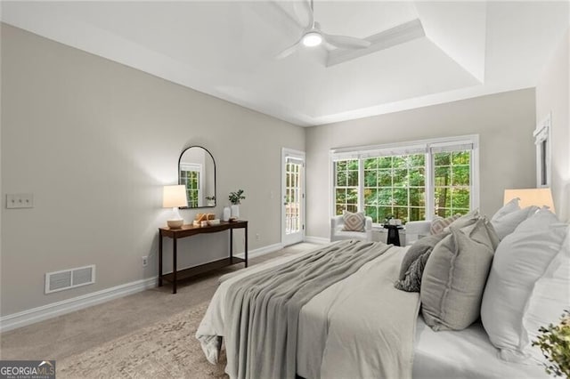 3600 Goldenrod Dr, Alpharetta, GA 30005 - carpeted bedroom with baseboards, access to outside, and ceiling fan