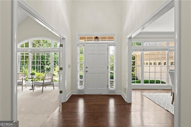 3600 Goldenrod Dr, Alpharetta, GA 30005 - entrance foyer featuring a high ceiling, wood finished floors, and baseboards