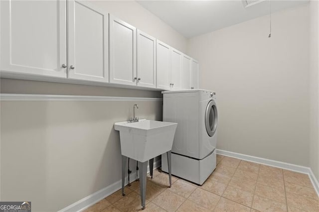 3600 Goldenrod Dr, Alpharetta, GA 30005 - laundry room featuring washer / clothes dryer, cabinet space, and attic access