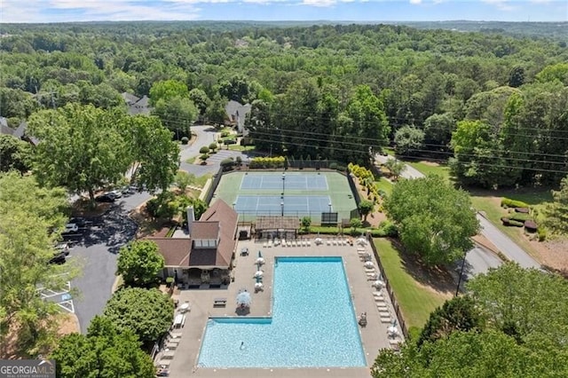 3600 Goldenrod Dr, Alpharetta, GA 30005 - aerial view of a forest and a pool