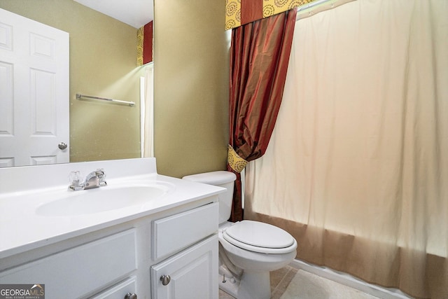 129 Finsbury Ln, Woodstock, GA 30188 - bathroom with vanity, toilet, and shower / tub combo