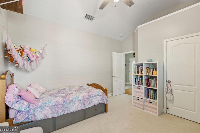 247 Laurel Landing Blvd, Kingsland, GA 31548 - carpeted bedroom with lofted ceiling and a ceiling fan