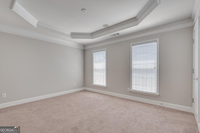 2325 Limehurst Dr NE, Atlanta, GA 30319 - empty room with ornamental molding, a raised ceiling, carpet, and baseboards