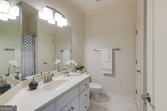 314 Caruso Ct, Sandy Springs, GA 30350 - full bathroom featuring vanity, crown molding, tile patterned floors, and a shower with shower curtain