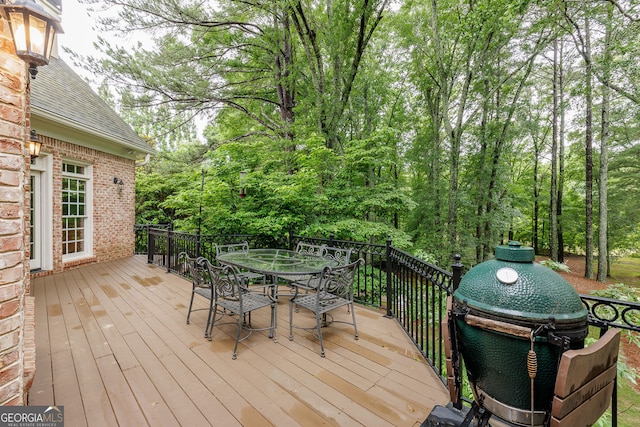 314 Caruso Ct, Sandy Springs, GA 30350 - wooden deck with outdoor dining space and grilling area