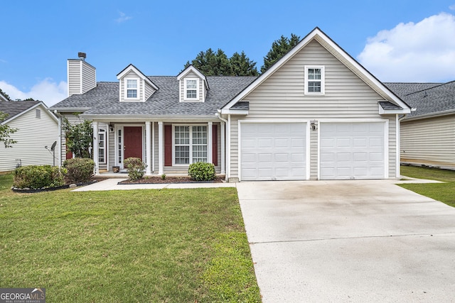 7008 Glen Valley Way, Fairburn, GA 30213 - view of front of property featuring roof with shingles, a front lawn, concrete driveway, and a chimney