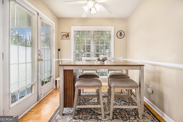 7008 Glen Valley Way, Fairburn, GA 30213 - dining area featuring ceiling fan and baseboards