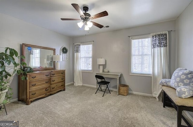 5327 Saville Dr NW, Acworth, GA 30101 - carpeted home office with healthy amount of natural light and ceiling fan
