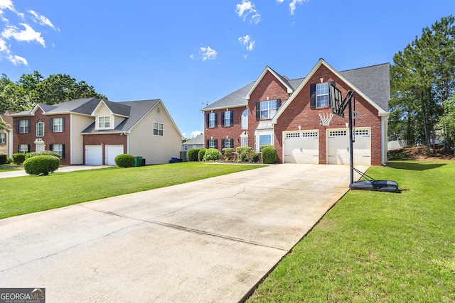 5125 Winding Glen Dr, Lithonia, GA 30038 - view of front of property with a garage, brick siding, driveway, and a front lawn