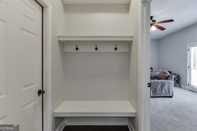 440 S Alexander St, Buford, GA 30518 - mudroom with carpet floors and a ceiling fan