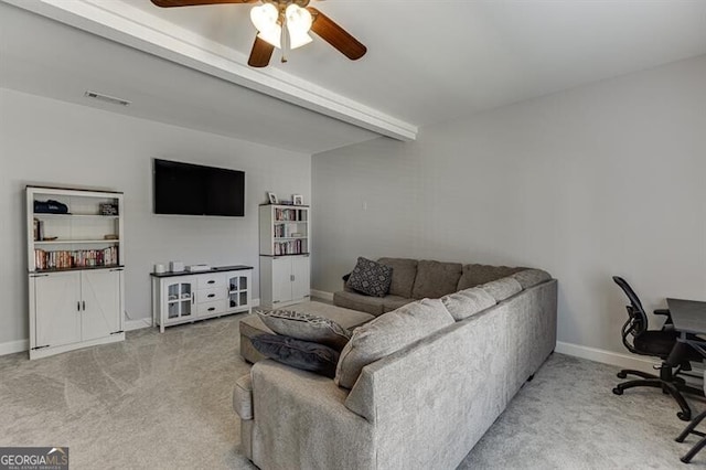 440 S Alexander St, Buford, GA 30518 - living room with carpet floors, ceiling fan, baseboards, and a desk