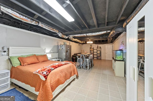 6645 N Glen Dr, Cumming, GA 30028 - bedroom with stainless steel fridge and tile patterned floors
