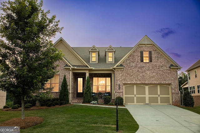 2665 Crowbrook Way, Cumming, GA 30040 - craftsman-style house with a front yard, concrete driveway, brick siding, an attached garage, and roof with shingles