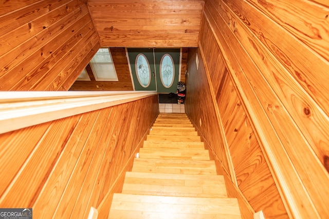 258 Big Oak Rd, Whitesburg, GA 30185 - stairway with wood walls