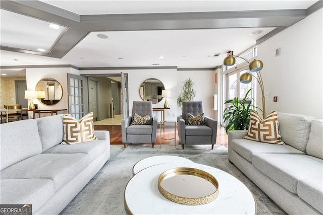 1101 Juniper St NE Unit 1216, Atlanta, GA 30309 - living area with recessed lighting and ornamental molding