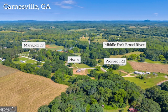 33 Marigold Dr, Carnesville, GA 30521 - aerial view of property's location with a forest