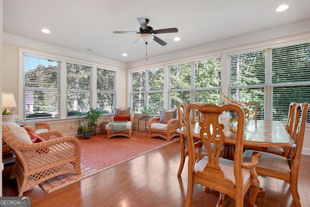 372 Abbington Way, Clarkesville, GA 30523 - sunroom / solarium featuring crown molding, wood finished floors, and recessed lighting
