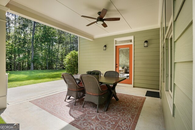 372 Abbington Way, Clarkesville, GA 30523 - view of patio / terrace with ceiling fan and outdoor dining area