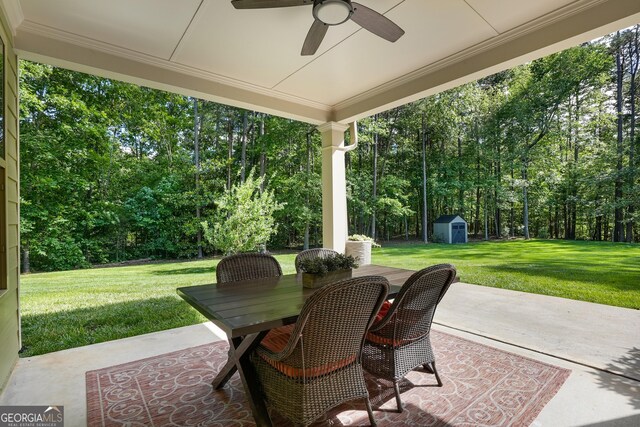 372 Abbington Way, Clarkesville, GA 30523 - view of patio with ceiling fan and outdoor dining area