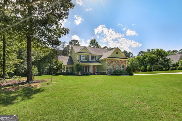 372 Abbington Way, Clarkesville, GA 30523 - craftsman-style home featuring stone siding and a front lawn