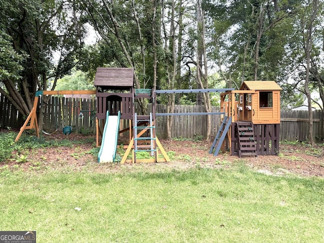 2884 Overwood Ln, Snellville, GA 30078 - view of jungle gym with a fenced backyard