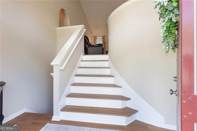 2577 Abbotts Glen Dr NW, Acworth, GA 30101 - stairs with wood finished floors