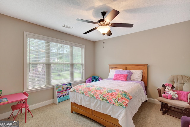 108 Hidden Springs Dr, Lagrange, GA 30240 - bedroom featuring light carpet, ceiling fan, and a textured ceiling