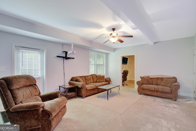 108 Hidden Springs Dr, Lagrange, GA 30240 - living room with concrete flooring and a ceiling fan