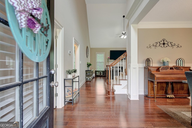 108 Hidden Springs Dr, Lagrange, GA 30240 - foyer entrance featuring crown molding, stairs, and wood finished floors
