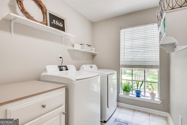 5548 Fitzpatrick Trce, Peachtree Corners, GA 30092 - washroom with independent washer and dryer, cabinet space, light tile patterned floors, and baseboards