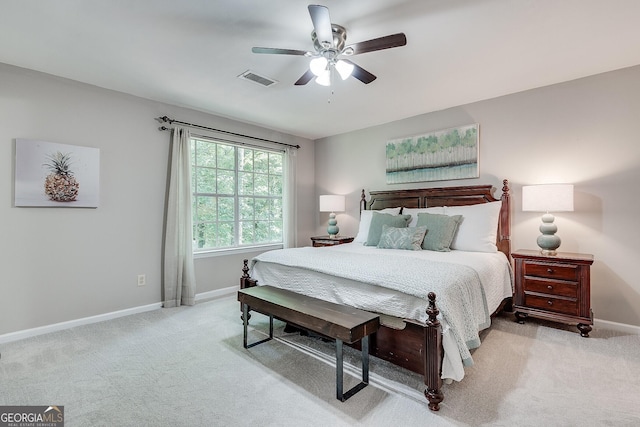 5548 Fitzpatrick Trce, Peachtree Corners, GA 30092 - bedroom with baseboards, light colored carpet, and ceiling fan