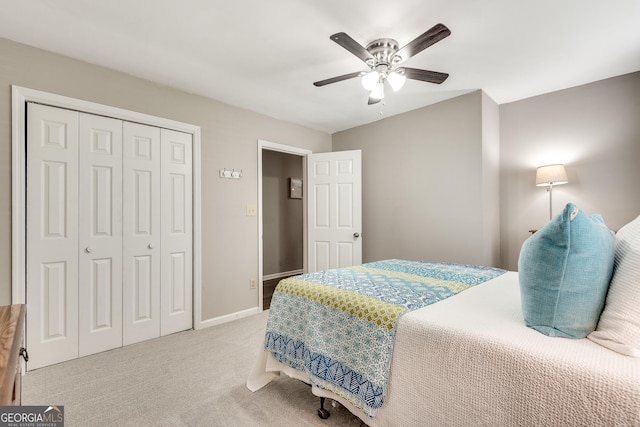 5548 Fitzpatrick Trce, Peachtree Corners, GA 30092 - carpeted bedroom with a closet, baseboards, and ceiling fan