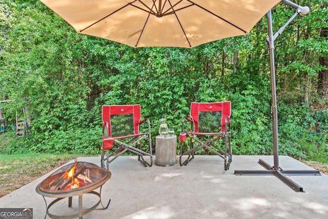 632 Holly Springs Ct, Athens, GA 30606 - view of patio / terrace featuring a fire pit