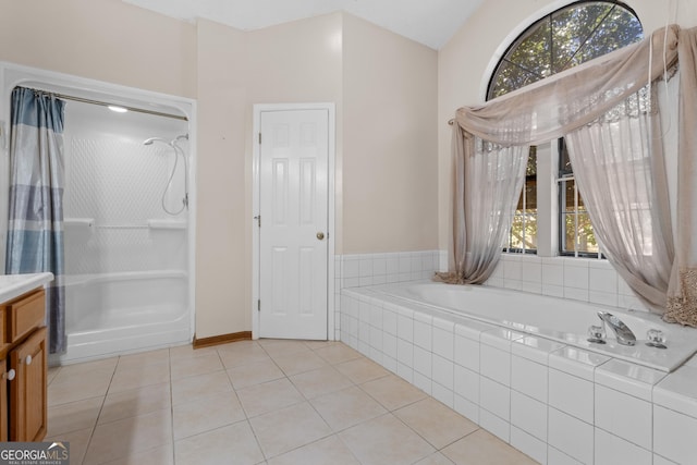1206 Zittrouer Rd, Guyton, GA 31312 - full bathroom with a bath, tile patterned floors, and a shower