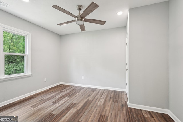 399 N Chestatee St, Dahlonega, GA 30533 - unfurnished room featuring wood finished floors, baseboards, recessed lighting, and ceiling fan