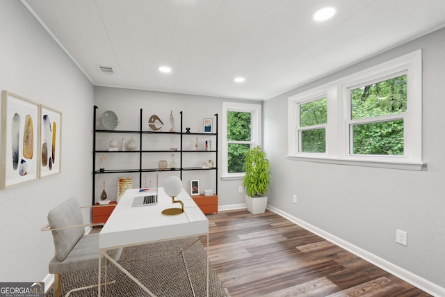399 N Chestatee St, Dahlonega, GA 30533 - office space featuring wood finished floors, baseboards, and recessed lighting