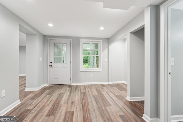399 N Chestatee St, Dahlonega, GA 30533 - foyer with wood finished floors, baseboards, and recessed lighting